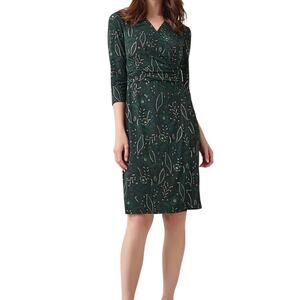 Kasper Women’s Printed Faux Wrap 3/4 Sleeve Sheath Dress Green Size PXL